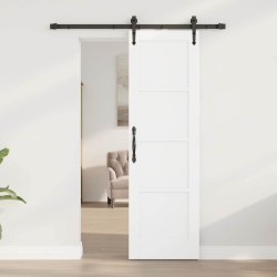 Porte coulissante avec quincaillerie 'ORKDAL'en bois massif de pin blanc 