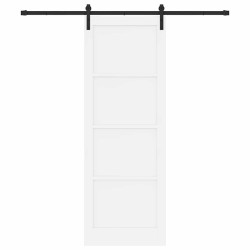 Porte coulissante avec quincaillerie blanche 83x232 cm en bois massif de pin 