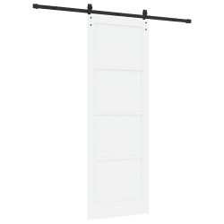 Porte coulissante avec quincaillerie blanche 83x232 cm en bois massif de pin 
