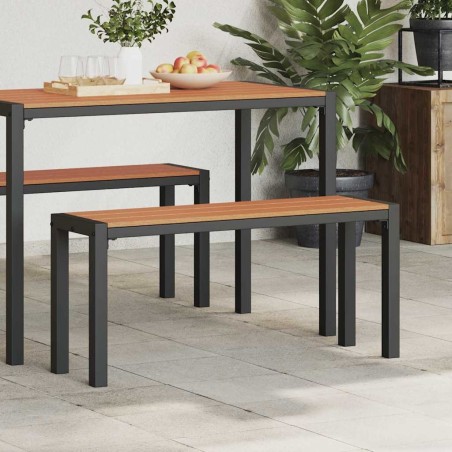 Banc de jardin 100 cm en acier et WPC marron et noir 