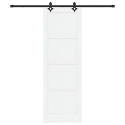 Porte coulissante avec quincaillerie 'ORKDAL'en pin massif en blanc 