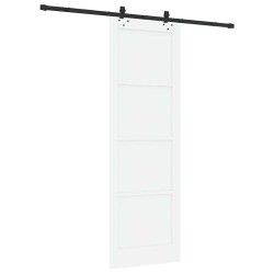 Porte coulissante avec quincaillerie 'ORKDAL'en pin massif en blanc 