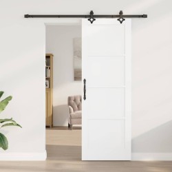 Porte coulissante avec quincaillerie blanche 73.5x211 cm en bois de pin 
