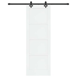 Porte coulissante avec quincaillerie blanche 73.5x211 cm en bois de pin 