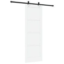 Porte coulissante avec quincaillerie blanche 73.5x211 cm en bois de pin 