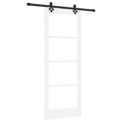 Porte Coulissante avec Quincaillerie Blanche 83x211 cm Bois Massif Pin 