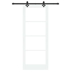 Porte Coulissante avec Quincaillerie Blanche 83x211 cm Bois Massif Pin 
