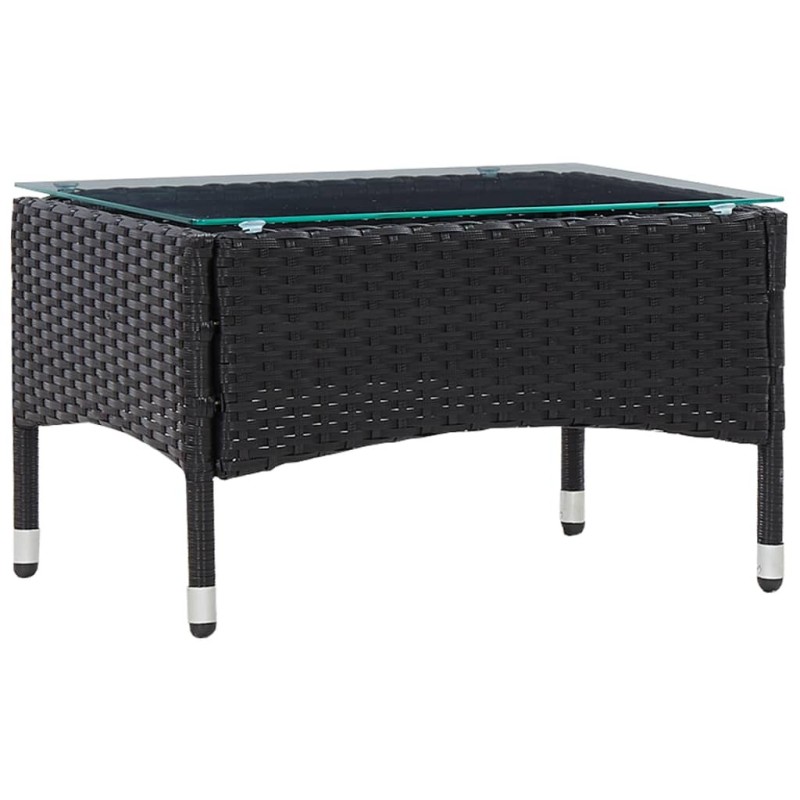 Table basse Noir 60x40x36 cm Résine tressée 