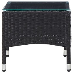 Table basse Noir 60x40x36 cm Résine tressée 