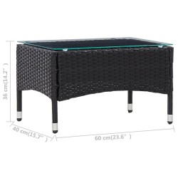 Table basse Noir 60x40x36 cm Résine tressée 