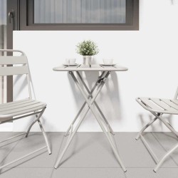 Table de jardin pliante beige 55x55x73 cm en acier 