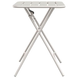 Table de jardin pliante beige 55x55x73 cm en acier 