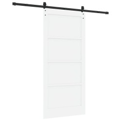Porte Coulissante avec Ensemble de Quincaillerie Blanche 93x202 cm Bois Massif Pin 