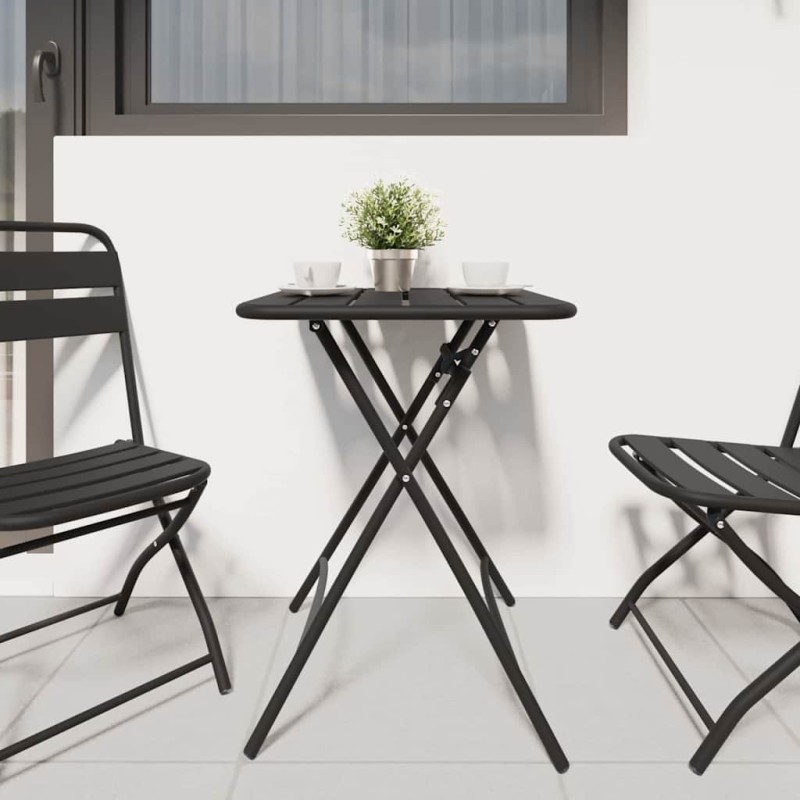 Table de jardin pliable - Anthracite - 55x55x73 cm - Acier 