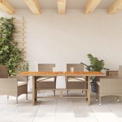 Table de jardin avec dessus en bois d'acacia beige 190x80x74 cm 