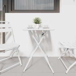Table de jardin pliable blanche 55x55x73 cm en acier. 
