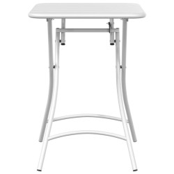 Table de jardin pliable blanche 55x55x73 cm en acier. 