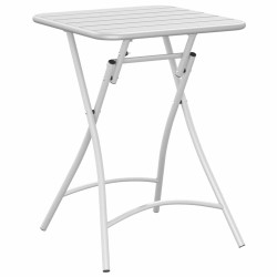 Table de jardin pliable blanche 55x55x73 cm en acier. 