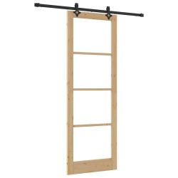 Porte Coulissante avec Ensemble de Matériel 'ORKDAL'Bois Massif & Verre 