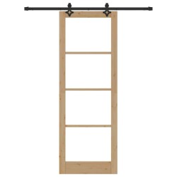 Porte Coulissante avec Ensemble de Matériel 'ORKDAL'Bois Massif & Verre 