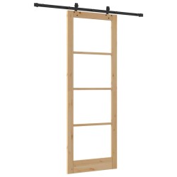 Porte Coulissante avec Ensemble de Matériel 'ORKDAL'Bois Massif & Verre 