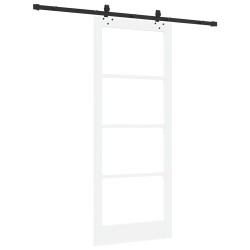 Porte coulissante avec kit matériel 'ORKDAL'en bois massif et verre blanc 