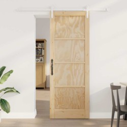 Porte coulissante avec quincaillerie 78x211 cm en bois massif de pin 