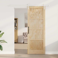 Porte coulissante avec quincaillerie 78x211 cm en bois massif de pin 