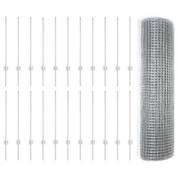 Clôture en fil soudé avec 22 poteaux en U Argent 0.8x50 m Acier 