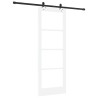 Porte coulissante avec kit de quincaillerie 'ORKDAL'blanche en bois massif et verre 