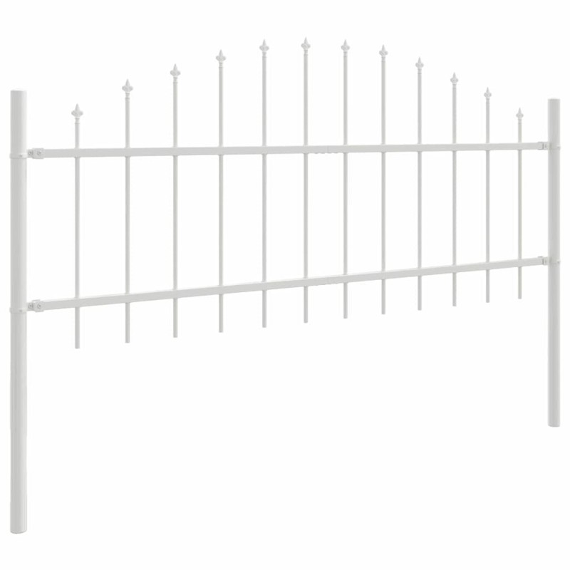 Clôture de jardin avec sommet en arc, blanche, 1,7 x 0,75 m, en acier. 