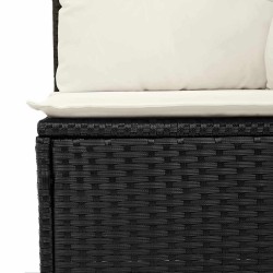 Ensemble de 3 Canapés de Jardin avec Coussins Noir Poly Rattan Acacia 