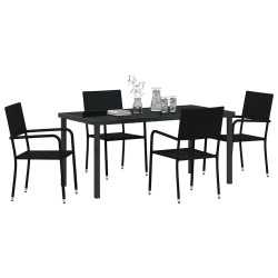 Ensemble de Salle à Manger de Jardin 5 pièces en noir en poly rattan 