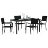 Ensemble de Salle à Manger de Jardin 5 pièces en noir en poly rattan 