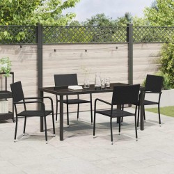 Ensemble de Salle à Manger de Jardin 5 pièces en noir en poly rattan 