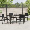Ensemble de Salle à Manger de Jardin 5 pièces en noir en poly rattan 