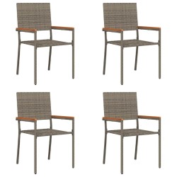 Chaises de Jardin 4 pcs Gris, Marron 