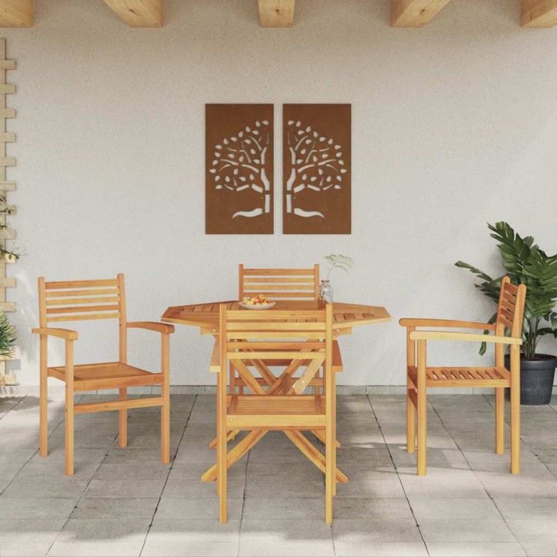 Chaises empilables de jardin 4 pcs Marron 55,5 x 55,5 x 90 cm 
