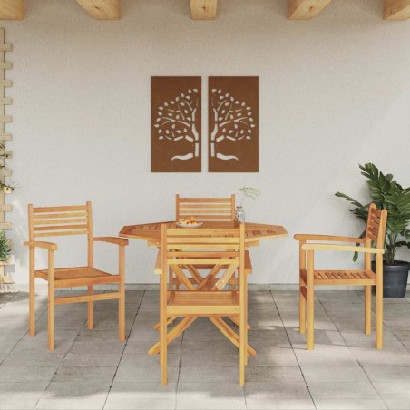 Chaises empilables de jardin 4 pcs Marron 55,5 x 55,5 x 90 cm 