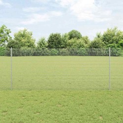 Clôture en fil soudé avec 44 poteaux en U Argent 1x50 m Acier 