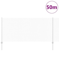Clôture en fil soudé avec 44 poteaux en U Argent 1x50 m Acier 