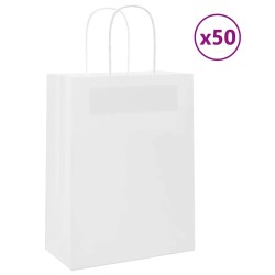 Sacs en papier 50 pcs avec poignées blanc 21x11x28 cm 