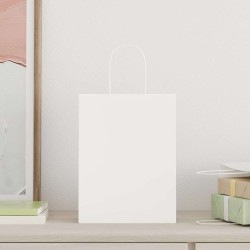 Sacs en papier 50 pcs avec poignées blanc 21x11x28 cm 