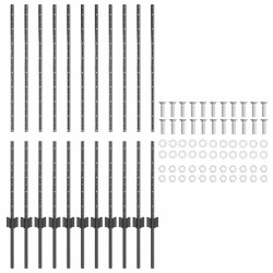 Poteaux de clôture 22 pcs en U gris 120 cm en acier 