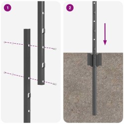 Poteaux de clôture 22 pcs en U gris 120 cm en acier 