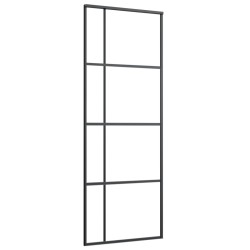 Porte coulissante Verre ESG dépoli et aluminium 76x205 cm Noir 