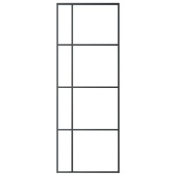 Porte coulissante Verre ESG dépoli et aluminium 76x205 cm Noir 