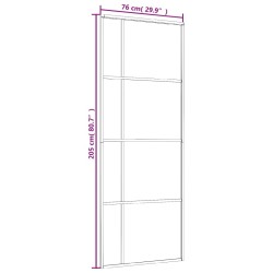 Porte coulissante Verre ESG dépoli et aluminium 76x205 cm Noir 