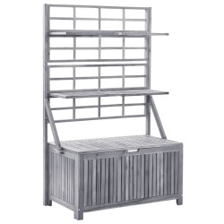 Boîte de rangement avec treillis Gris 99x55x160cm Acacia solide 