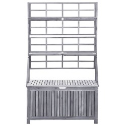 Boîte de rangement avec treillis Gris 99x55x160cm Acacia solide 